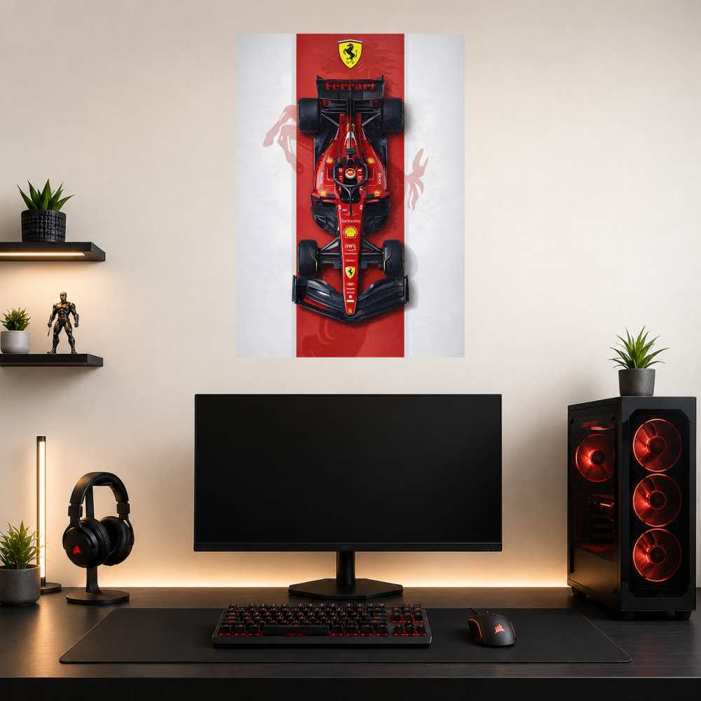 Ferrari Formula 1 Top View Racing Car Premium Wall Art Poster