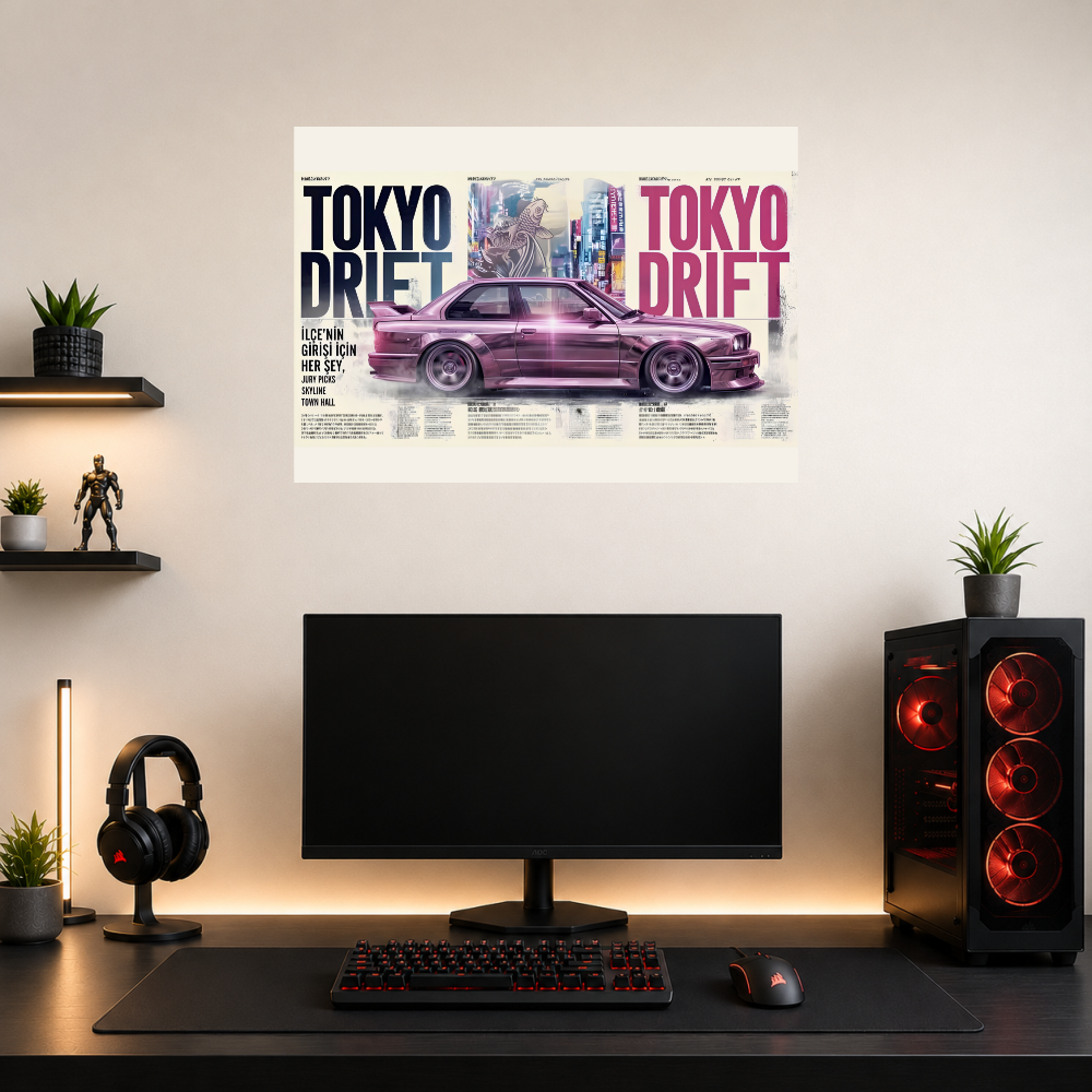 Tokyo Drift Nissan Skyline R32 JDM Car Premium Wall Art Poster