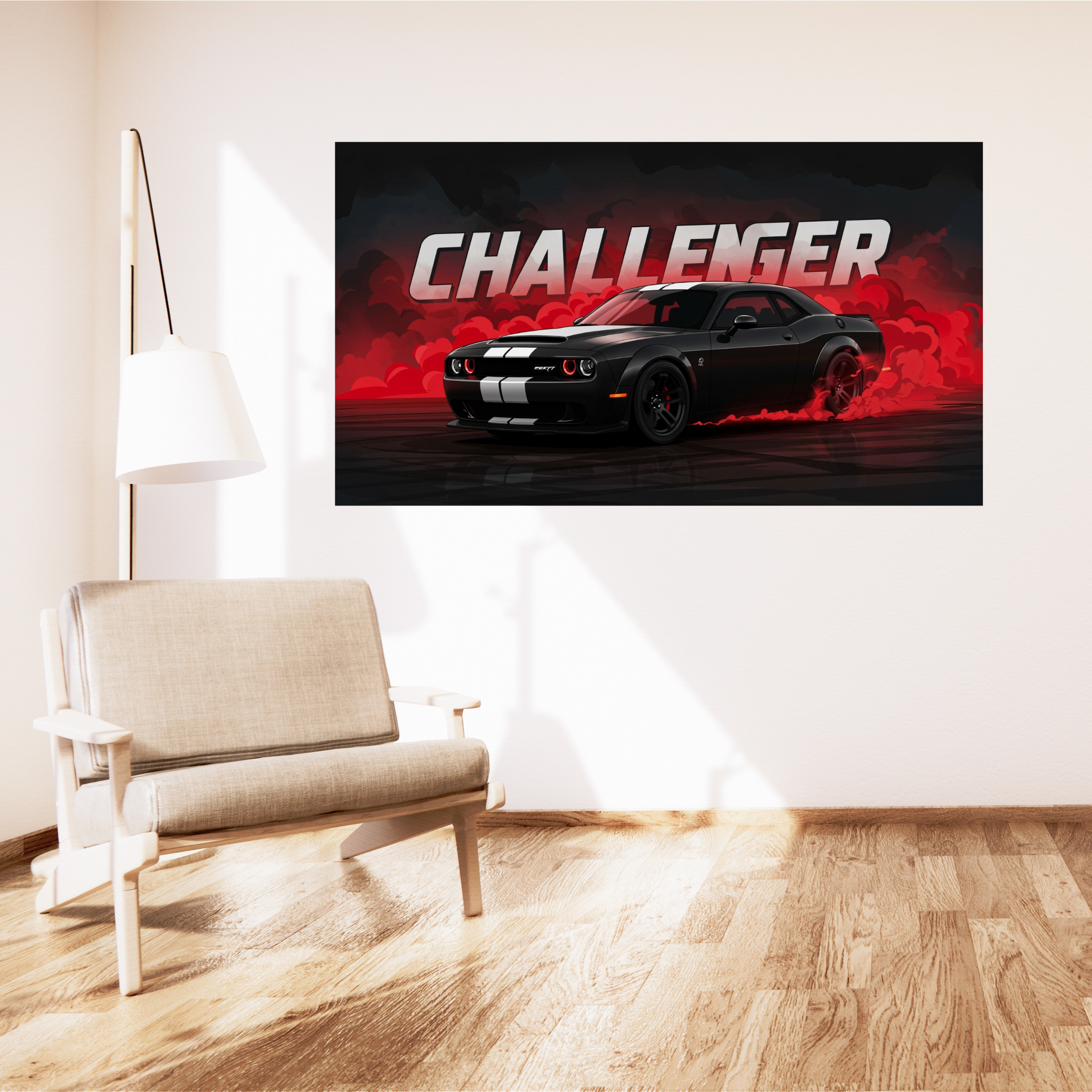 Challenger Car – 3 Piece Split Wall Poster