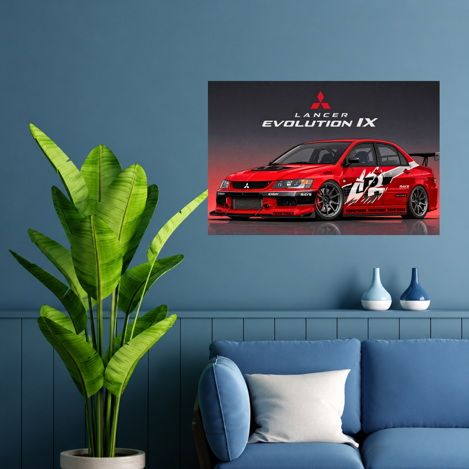 Mitsubishi Lancer Evolution IX JDM Sports Car Premium Wall Art Poster