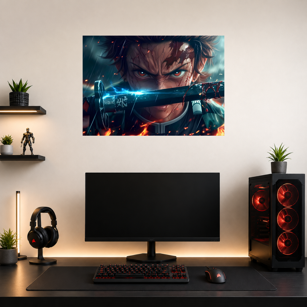 Tanjiro Kamado – Fiery Resolve Anime Wall Poster