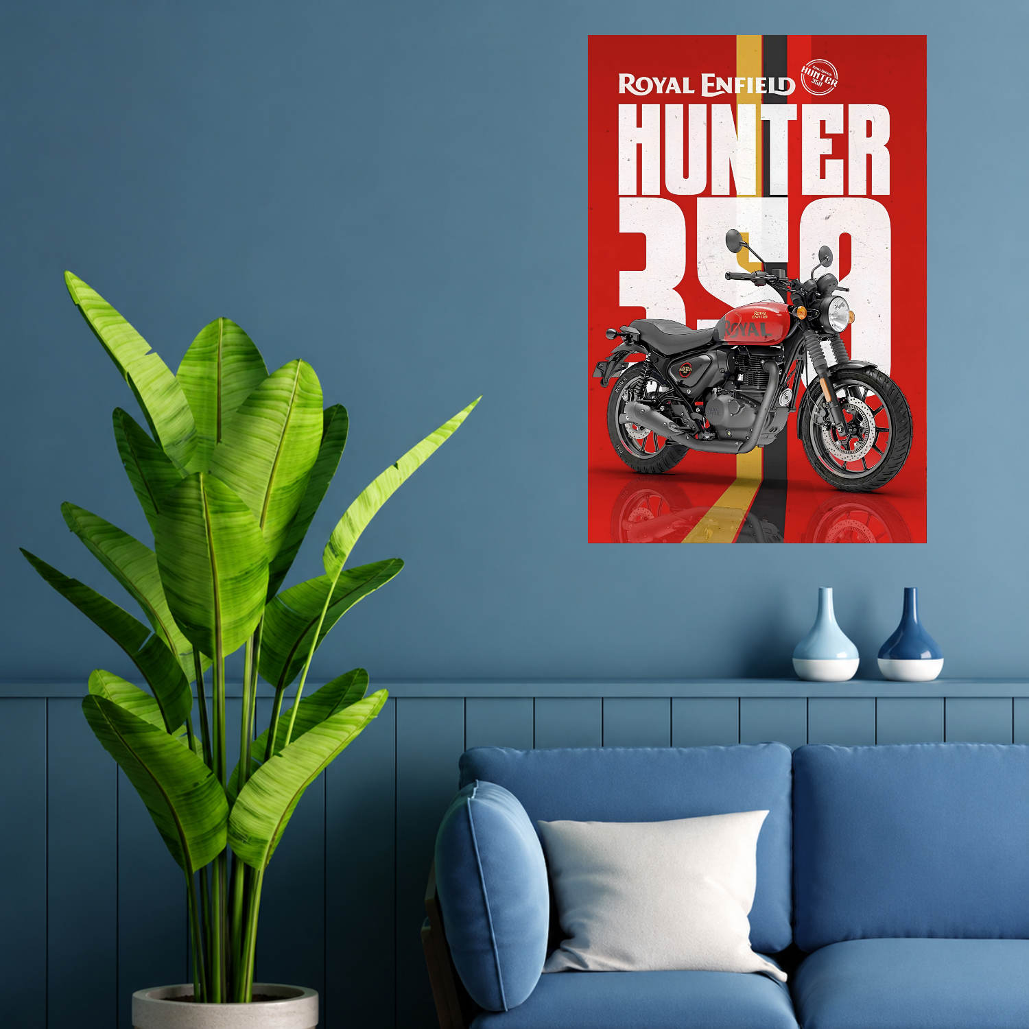 Royal Enfield Hunter 350 Retro Motorcycle Premium Wall Art Poster