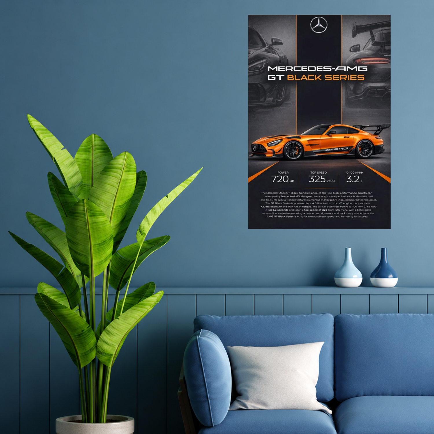 Mercedes-AMG GT Black Series Supercar Premium Wall Art Poster