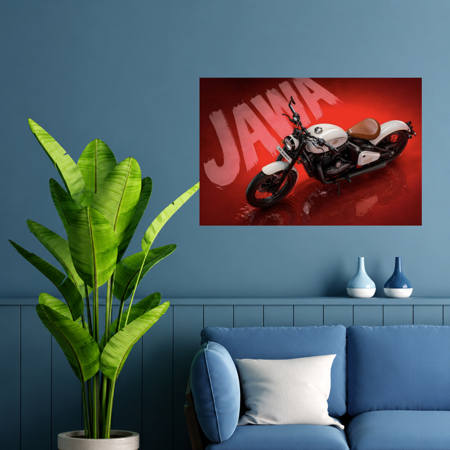 Jawa Bobber Red Edition Premium Motorcycle Wall Art Poster