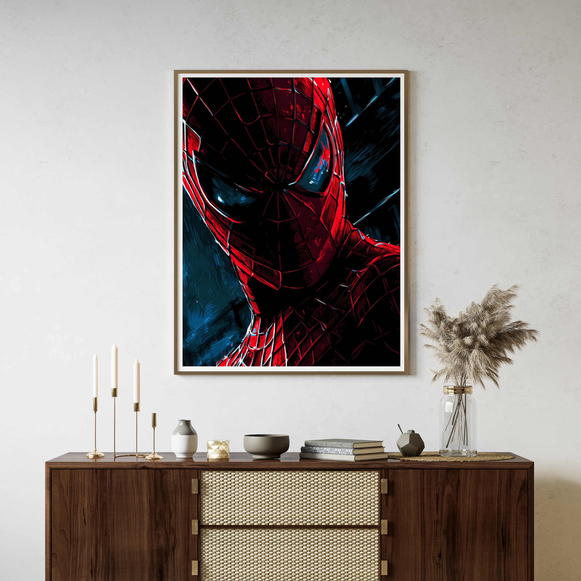Spider-Man Dark Neon Wall Poster | Marvel Superhero Anime Canvas Art for Gamers & Fans
