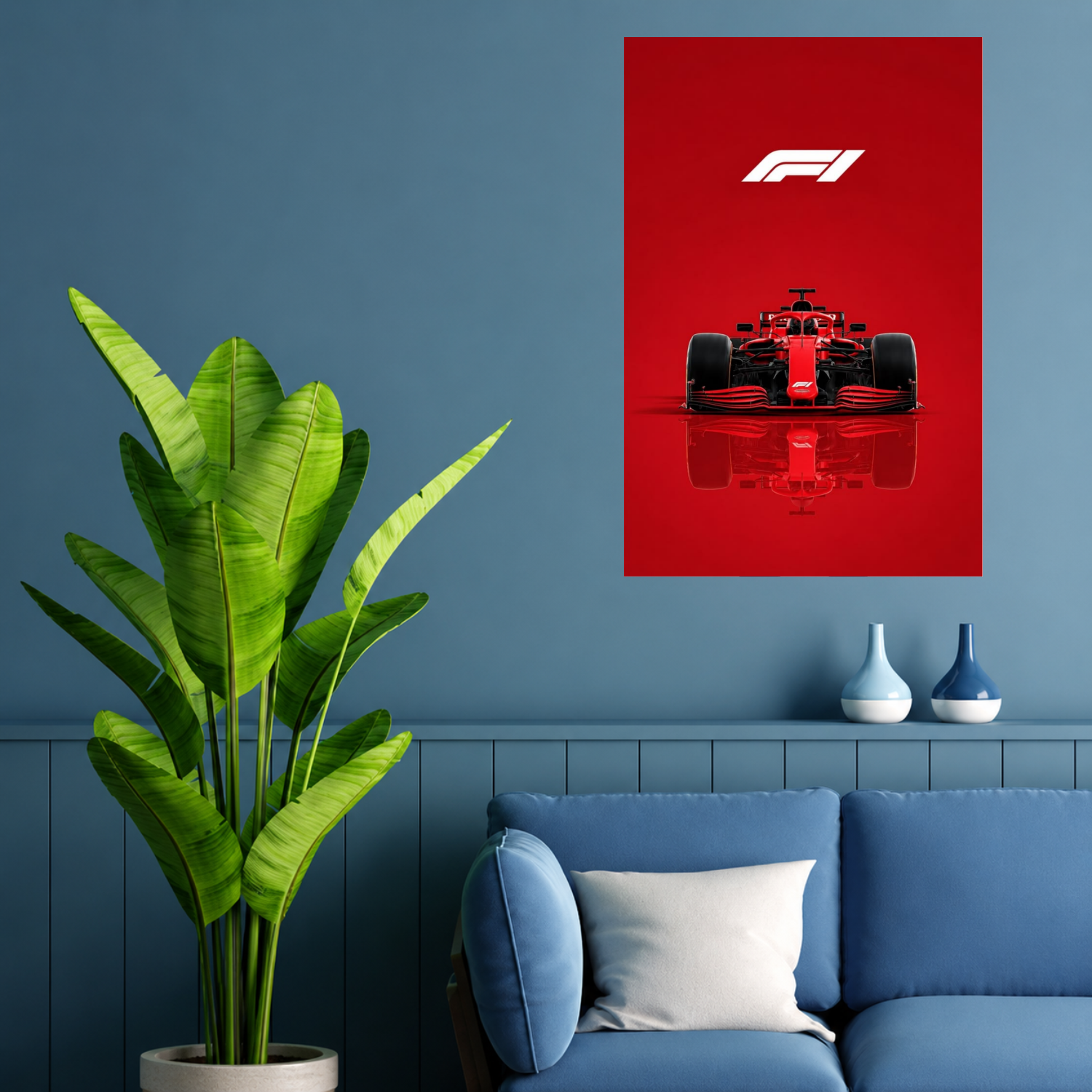 Formula 1 Red Racing Car Minimalist Premium Wall Art Poster
