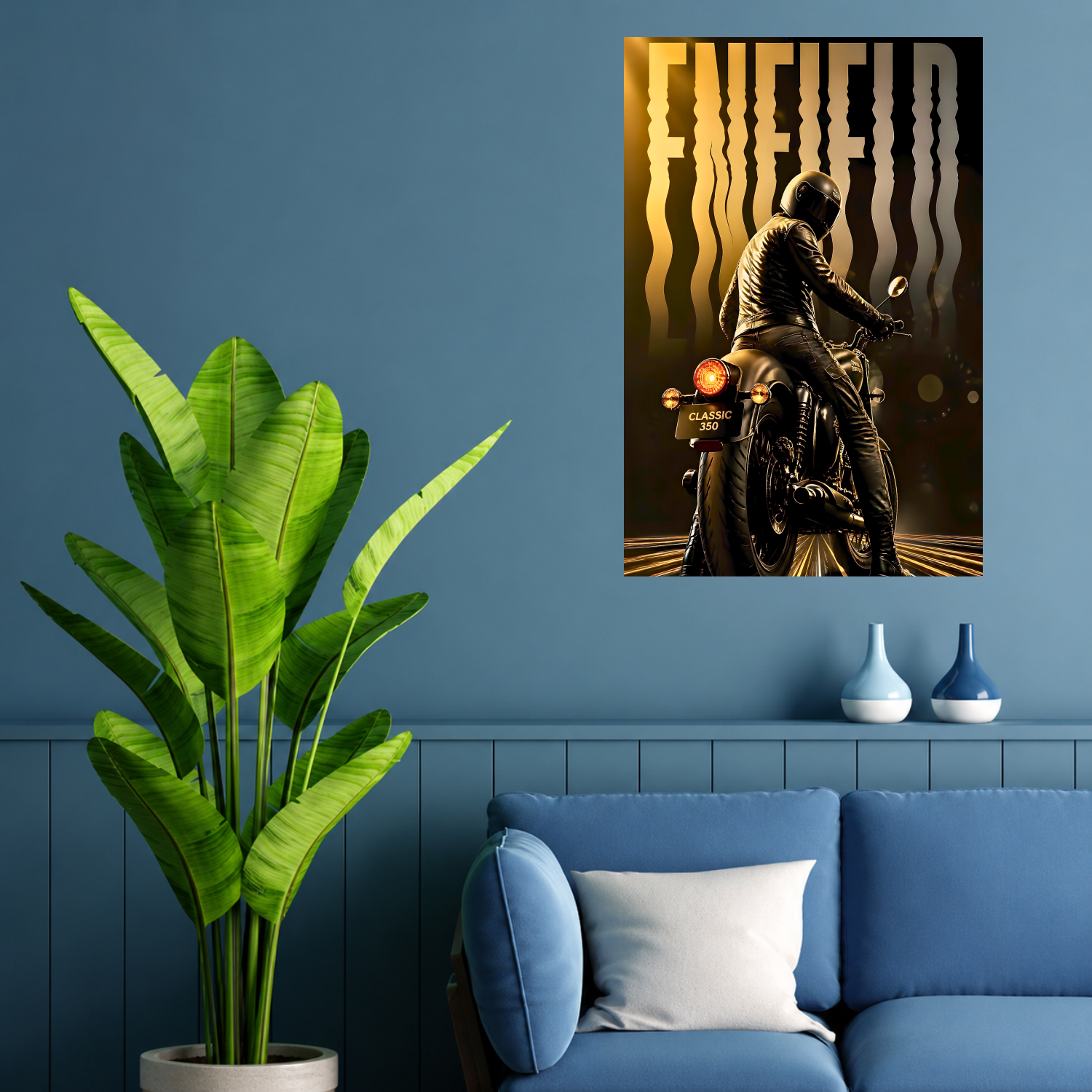 Royal Enfield Classic 350 Rider Motorcycle Wall Art Poster
