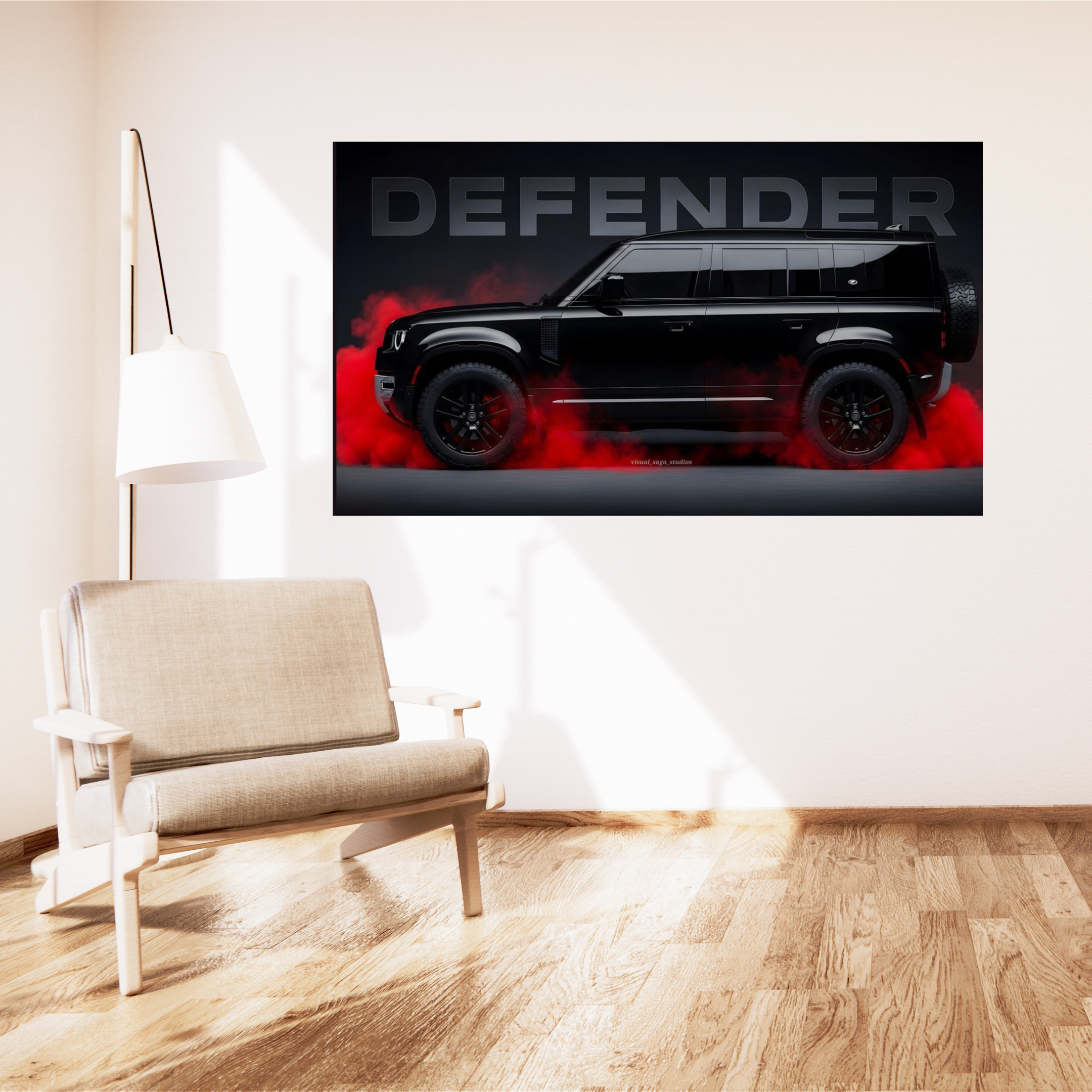 Black Defender Car – 3 Piece Split Wall Poster