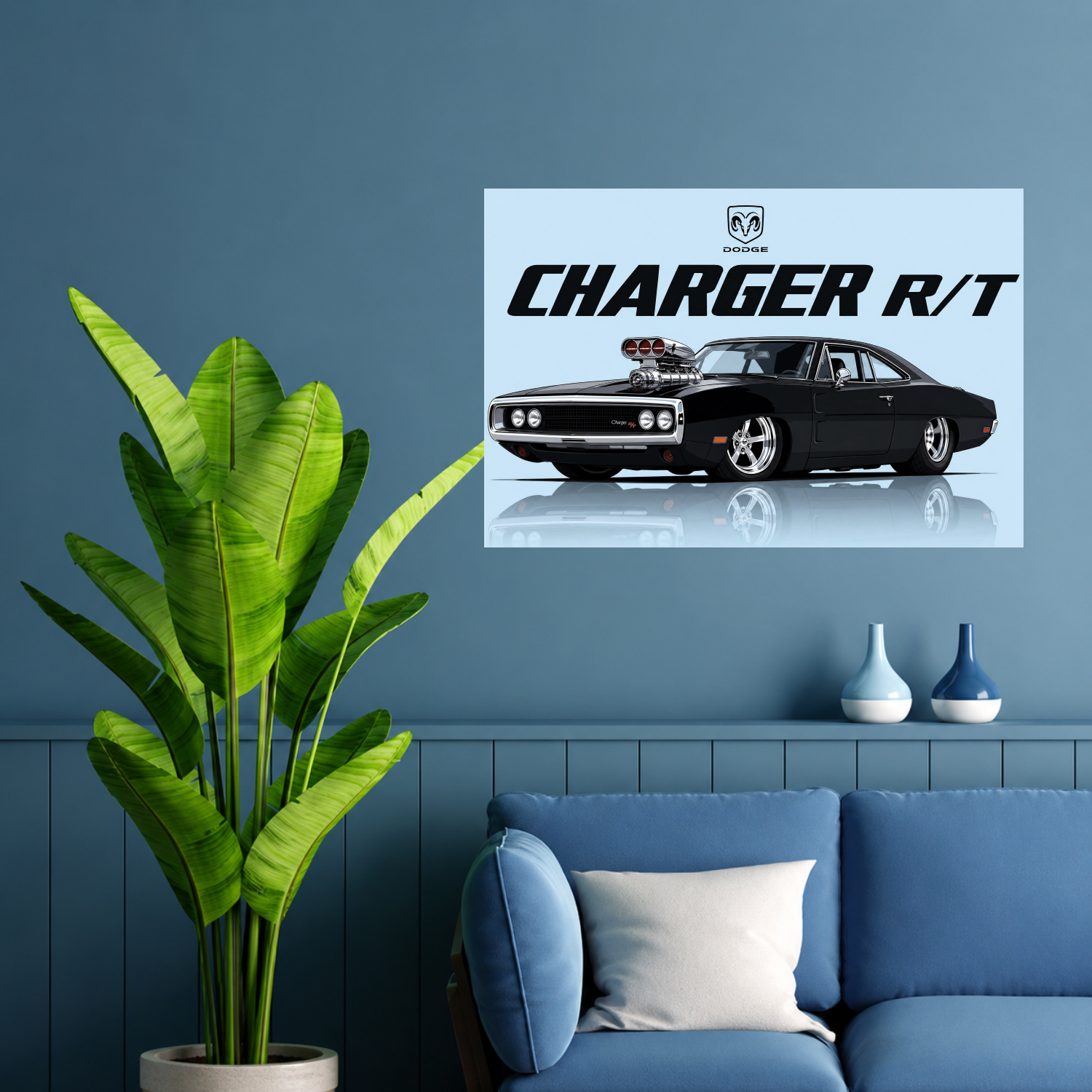 Dodge Charger R/T Supercharged Muscle Car Premium Wall Art Poster