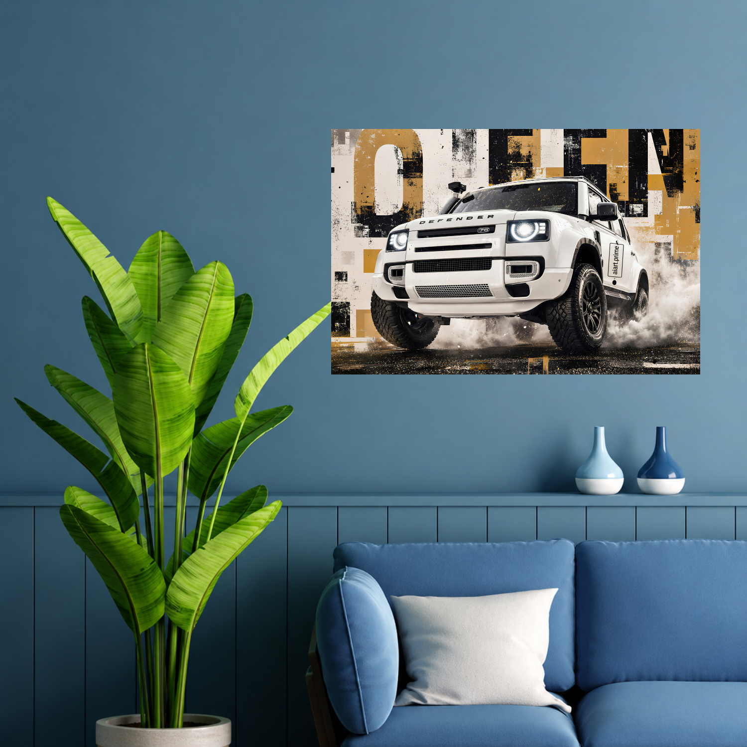 Land Rover Defender Front View Premium SUV Wall Art Poster