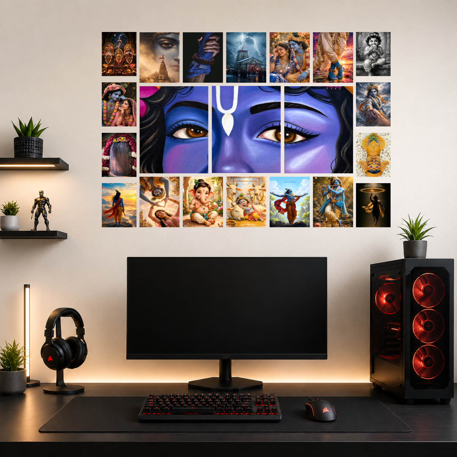 Radha Krishna Spiritual Combo Pack - 21pcs 12"x18" & A5 Posters Mix